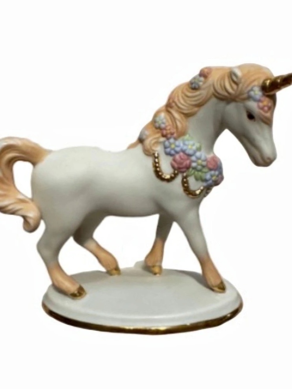 The Franklin Mint Treasury of Unicorns pastel 1991 Figurine White & Gold